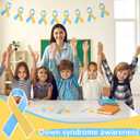 60 Pieces Down Syndrome Awareness Accessories Bulk Down Syndrome Awareness Paper Ribbons Social Event Supplies for Donation Support Care Decorations Men Women, 4 x 7 Inches