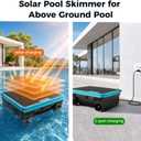 Over-Ground Robotic Pool Cleaner,Solar Powered Pool Vacuum,24H/7D Continuous Cleaning, 180-um, 3L Basket,APP Support, Pool Skimmer Robot (No APP) (Black Wheel)