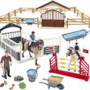 Horse Stable Playset,Horse Toys,Horse Toys Set for Girls and Boys with Rider with 2 Horses and 2 Riders for Gift Ideas and Birthday Presents with Farm Animals Toys