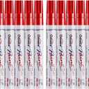 Lesun Red Paint Pens Markers - 12 Pack Waterproof Oil-Based Paint Pen Set Quick Dry Permanent Markers for Metal, Rock Painting, Stone, Ceramic, Wood, Fabric, Plastic, Canvas, Glass, Mugs, Tires