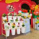 Flower Display Stands with Buckets, 3-Tier Rolling Plant Stand with Locking Wheels - Heavy Duty Metal Flower Cart for Indoor/Outdoor Use, Wedding Decor & Florist Displays (Holds 12 Pots) (Gold)