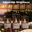 Rechargeable Marble Flameless Candles, Gray Glass LED Pillar Candle with Remote & Timer,Decorative Candles for Living Room, Bedroom, Holiday Dcor & Gifts for Women,Set of 3