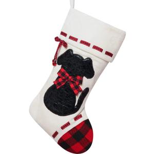 Dog Christmas Stocking 19 Xmas Pet Hanging Stockings with 3D Leather Dog Pattern Oversize Handmade Xmas Fireplace Hanging Stockings Decorations for Family Holiday Season Party Decor Pets Gifts