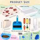 LOYIM 19 Pcs Rabbit Starter Kit Small Bunny Litter Box Animal Grooming Kit Water Bottle Bunny Toys Hay Feeder Bowl Blankets with Cleaning Set for Guinea Pig Rabbit Accessories (White)