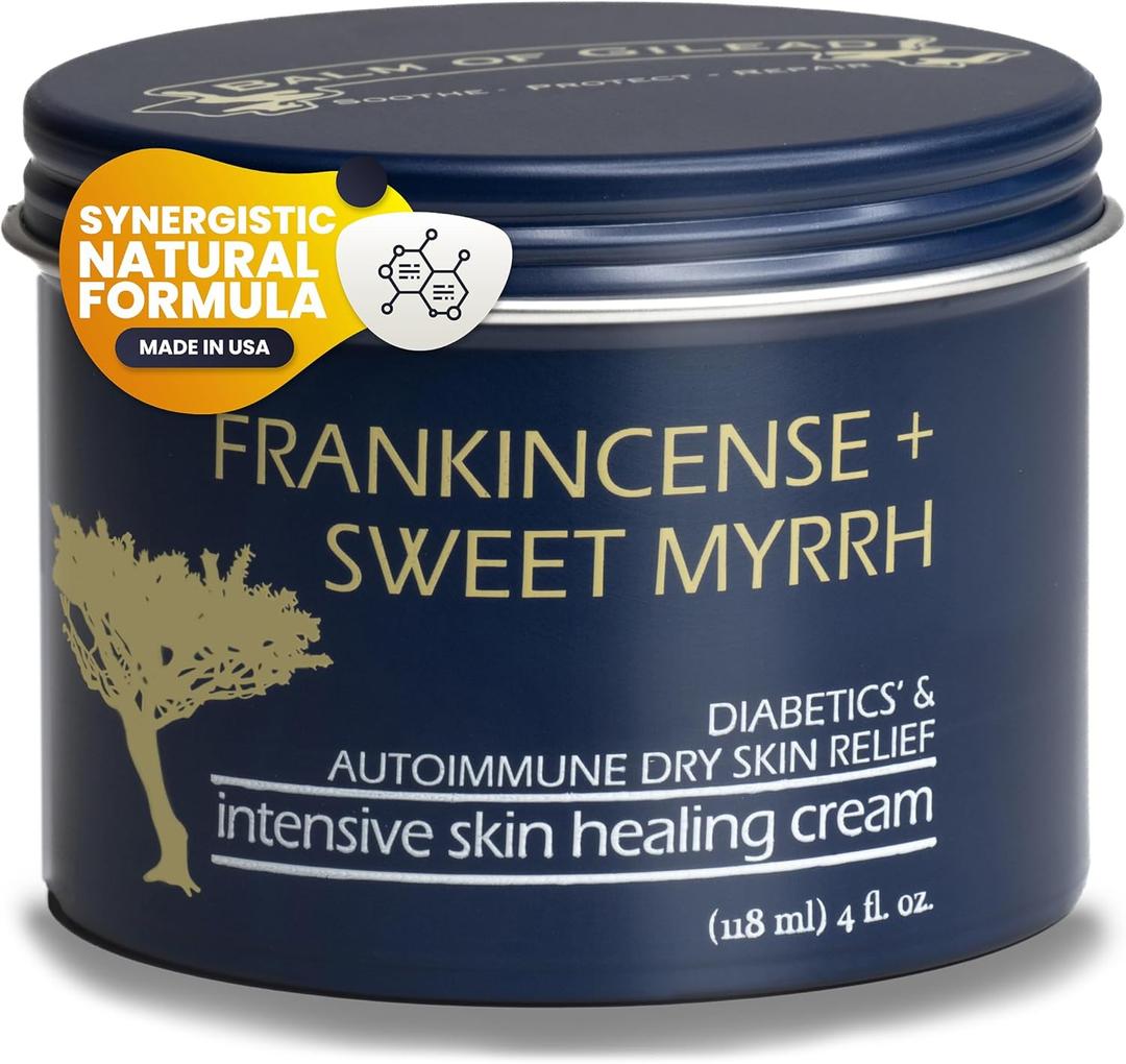 BALM OF GILEAD Foot Healing Cream  Frankincense & Sweet Myrrh Moisturizer for Sensitive Skin - Relieving Foot Therapy & Diabetic Skin Healing - Deeply Nourishing & Synergistic Cream