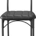 Thick Upholstered Kitchen Chairs 1pcs No Armrests Leather Cushion Dining Chair with Walnut Backrest Black Iron Legs