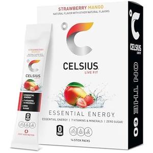 CELSIUS On The Go Strawberry Mango, Sugar Free Energy Drink Mix (14 Sticks per Pack) BBD 02/28
