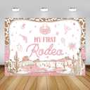3 x 7x5ft My First Rodeo Backdrop for Gril Pink Cowgirl 1st Birthday Background, Western Cowboy Theme Girl Birthday Party Decoration, Rodeo Photo Booth Backdrop
