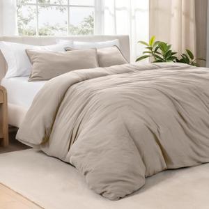 Bare Home Microfiber Duvet Cover Set - Ultra Soft Washed Microfiber - Oversized King Size - Linen-Like Look - Easy Care - Breathable Fabric - Our Softest Duvet Cover Set (Oversized King, Pebble Beach)