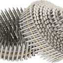 kimllier 3600 Counts Coil Siding Nail Full Round Head Wire Collated Coil 15-Degree 1-1/4-Inch x .090-Inch Ring Shank 304 Stainless Steel