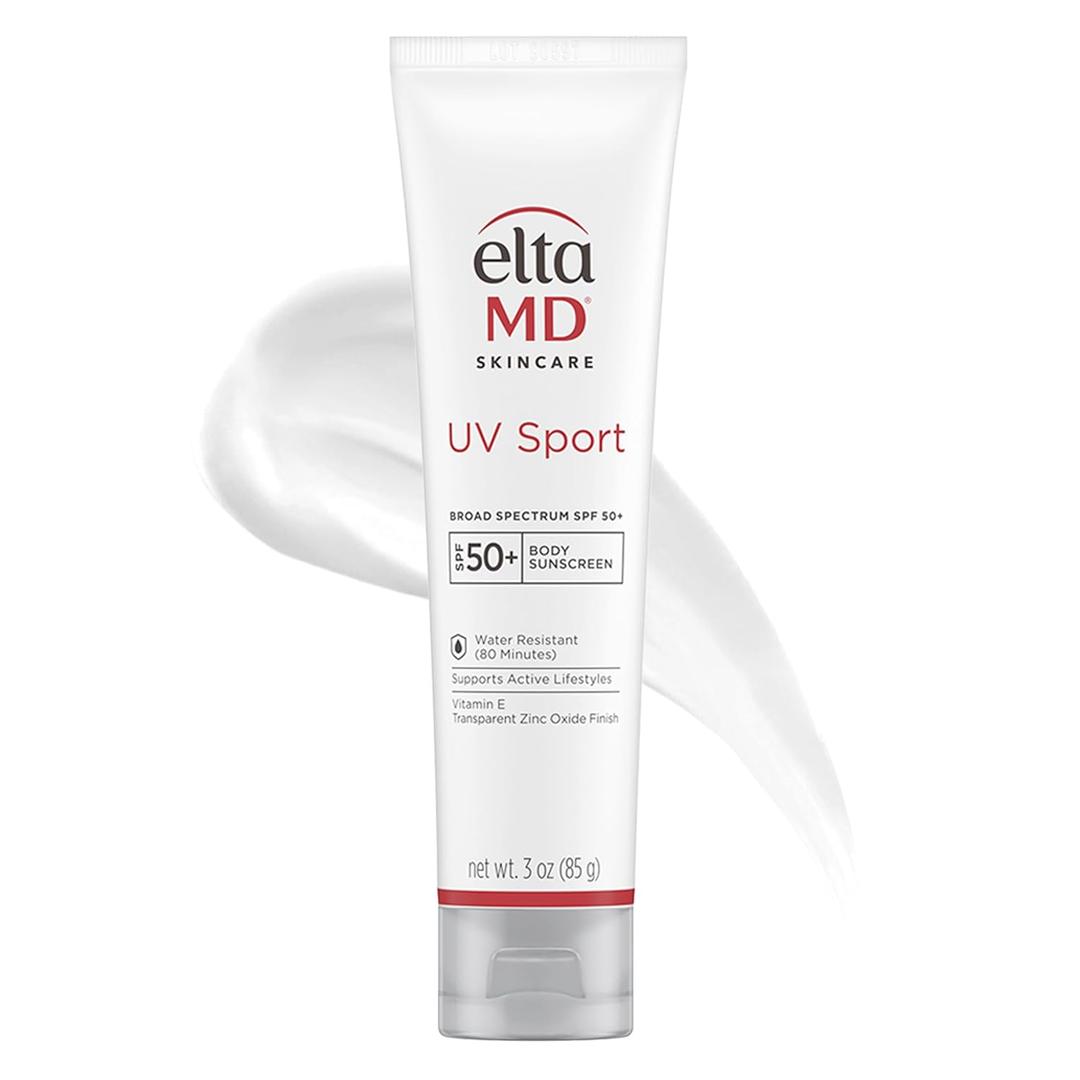 EltaMD UV Sport Sunscreen Lotion, SPF 50 Body Sunscreen, Water and Sweat Resistant, Oil-Free, Zinc Oxide Formula (3 Ounce (Pack of 1))
