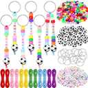 Landical 564 Pcs DIY Bead Keychain Kit Key Chain Making Craft Adjustable Letter Beads String Mama Sport Gift Alphabet Jewelry Backpack Accessories Holiday Party Favor (Soccer, Fun Color)