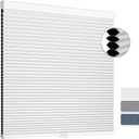 Cellular Shades Cordless Blackout Blinds Honeycomb Window Shades for Bedroom, Blinds for Window and Door, Home and Office, White, 35" W x 64" H SUNFREE