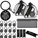 Yinkin 36 Pcs Employee Appreciation Gifts Thank You Coworker Keychain Gifts with Organza Bags and Thank You Cards(Black)