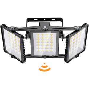 SOLLA 300W LED Flood Light Dusk to Dawn Outdoor, 30000LM Super Bright Stadium Lights, 6000K Daylight White, IP66 Waterproof, 3 Heads Adjustable Outdoor Floodlight for Yards, Arena, Street, Garden