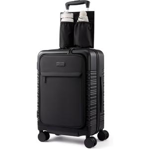 LOVEVOOK Carry On Luggage 22x14x9 Airline Approved with Detachable Pouch, 21 Inch Hardside Suitcases with Spinner Wheels, Lightweight Carry-on Luggage with TSA Lock for Women Men, 2 PCS, Black