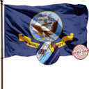 Embroidered Navy Flags 3x5 Outdoor Double Sided- 3Ply Heavy Duty 300D Nylon(All Weather)- Navy Flag Banner -2 Brass Grommets & 4 Rows Stitched