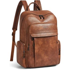 Shrrie Leather Laptop Backpack for Women with 17 inch Vegan Leather Computer Backpack Purse for Travel College Work