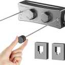 Retractable Clothesline Indoor & Outdoor, Non-Sagging Wall Mounted Drying Rack Clothesline, 16.7 Ft Stainless Steel Wire Double Clothes Lines, Hanging Clothes line for Balcony, Courtyards(Grey)