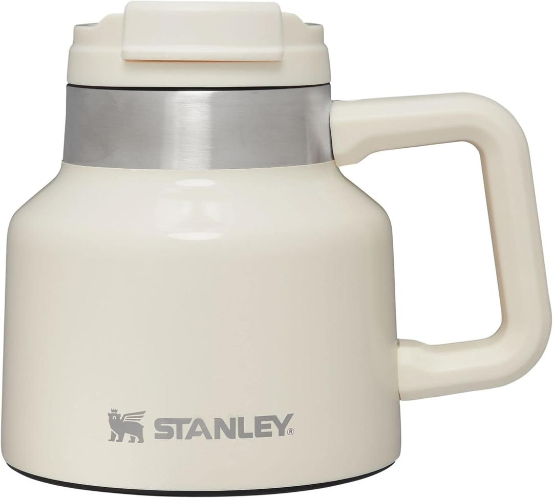 STANLEY Tough-To-Tip Admiral's Mug 20 oz | Twist-on Flip Open Lid | Wide Body with Non-Skid Rubber Base | Insulated Stainless Steel Coffee Cup | BPA-Free