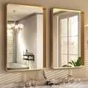 Easly 36 x 24 Inch Gold Bathroom Mirror for Wall,Aluminum Alloy Frame Rectangular Wall Mounted Mirror for Farmhouse Decor Horizontal or Vertical Ideal for Bedroom, Living Room