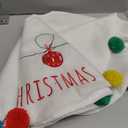 XAMSHOR 24 Inches Christmas Tree Skirt, Embroidered Burlap Xmas Tree Skirt with Colorful Pom Poms, Indoor Outdoor Holiday Decorations, White