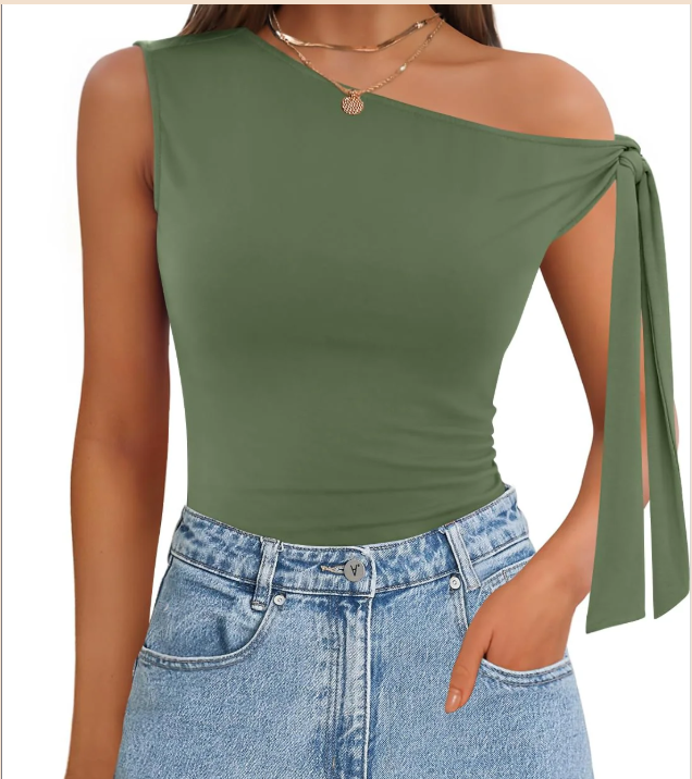 ZESICA Women's Off Shoulder Tops 2025 Summer Sleeveless Knit Slim Fit Cute T Shirts Going Out Tank Top