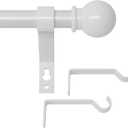 White Curtain Rods for Windows 66 to 120, Adjustable Long Drape Rod for Outdoor Patio, Sliding Glass Door, Heavy Duty 5/8 Diameter Drapery Rod Set, 10 ft Metal Curtain Pole, Easy Install - White