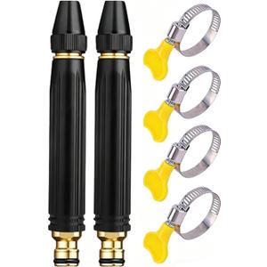 2 Pack High-Pressure Car Wash Water Gun with Booster Nozzle Adjustable Spray for Watering Plants, Garden Hose Connector with Leak-Proof Clamps for Patio and Outdoor Cleaning