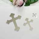 10pcs Acrylic Baptism Cross Cake Topper, Mirror Cross Cake Decor, Gold Holy Communion (4'', Silver Mirror)