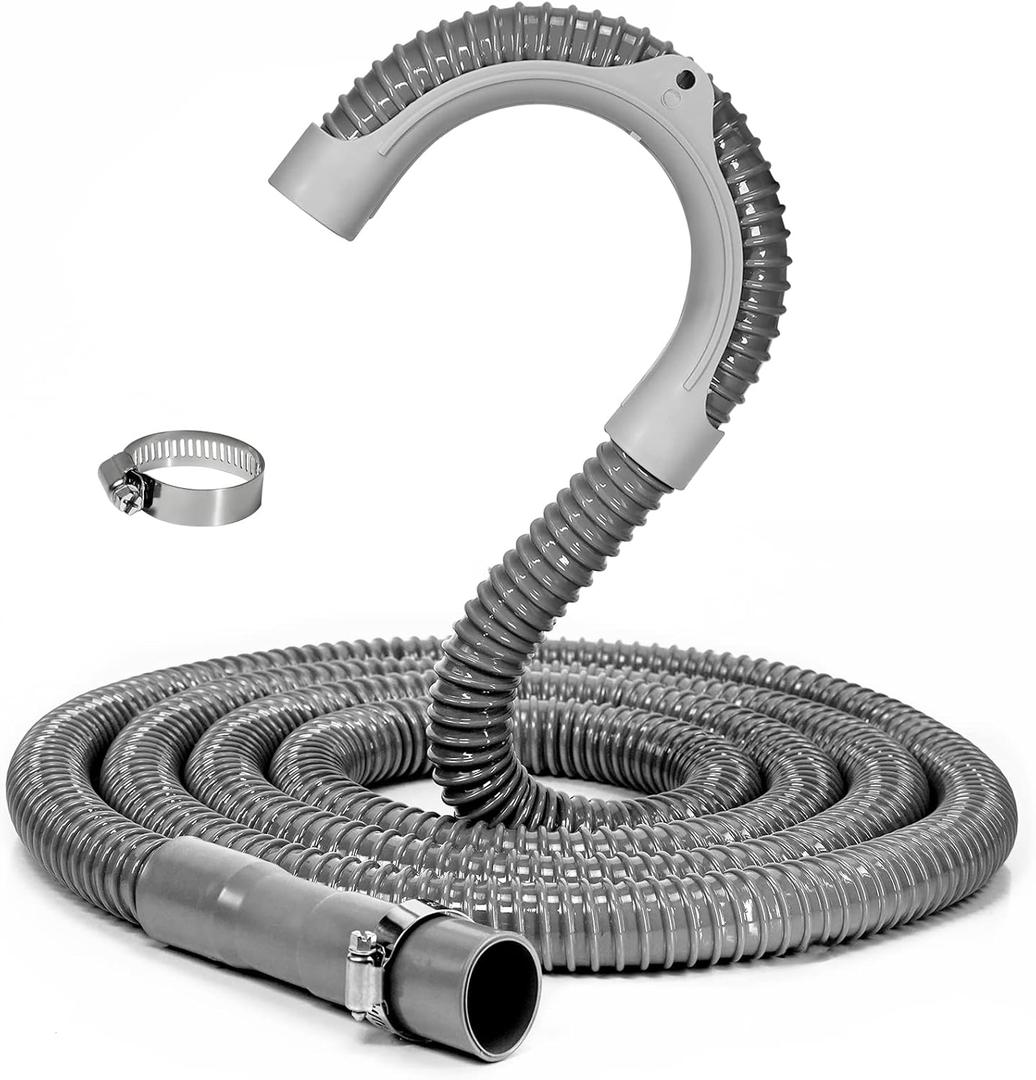 Funmit 8Ft Universal Washing Machine Drain Hose Flexible Extension Hose Fit for Most Household Washing Machines