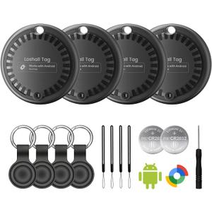 Air Tags for Android,Air Tags-4 Pack Android,2 Year Battery Life,Air Tracker Tags with 4 Case,Google Find Trackers for Google'S Find Hub App,IP65 Waterproof Luggage Tracker for Keys