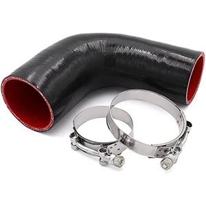 90 Degree Elbow Reducer Coupler Silicone Hose 4-Ply 2.5inch to 3-inch for Turbo/Intercooler/Intake Piping,Length 120mm Thickness 5mm with T-Bolt Clamp