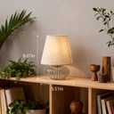 LUSHARBOR Battery Operated Lamp with Timer, Small Decorative Table Lamp with Linen Shade Cordless Ambient Accent Lamp for Bedroom Nightstand, Shelf & Living Room Decor -Tapered