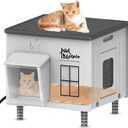 Indestructible Heated Cat House for Outside Cats Winter,Weatherproof & Insulated & Elevated Feral Cat House with Escape Door, Outdoor Indoor Cat Shelter for Stray Barn Cat 17.714.917.5