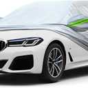 KEYOOG 6-layer Full Car Cover Is All-weather Waterproof, Universal In All Seasons, Snow Prevention, Rainproof, Acid Rainproof, Sunscreen, Ultraviolet-proof, Universally Applicable To Sedan (188"-198") (Green reflective strip)