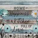 Daisy Floral Dish Drying Mat 18x24 Inches Rustic Wood Microfiber Absorbent Reversible Dish Draining Pad Fast Dry Kitchen Accessories (Home Happiness Wood)