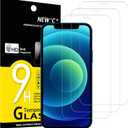 NEW'C 3 Pack Designed for iPhone 12,iPhone 12 Pro Screen Protector (6.1"), Tempered Glass, Case Friendly Bubble Free Ultra Resistant (Transparent)