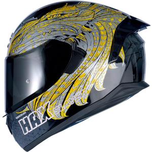 HAX Obsidian Full Face Dual Visor Adult Motorcycle Helmet for Motorbike Street Bike with Pinlock Ready DOT Approved Slayer Gold, L (Black)