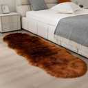 Faux Fur Rug Runner 2x6 ft Caramel - Machine Washable Super Soft Plush Shaggy Fluffy Area Carpet,Sheepskin Rug Fuzzy Floor Mat for Bedroom, Sofa,Living Room, Bedside, Nursery & Kids Room