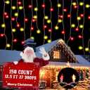 150 LED Christmas Icicle Lights 27 Drops 12.5ft Red and White Frosted Christmas Light for Xmas Tree Holiday Party Wedding House Patio Window Outdoor Decor