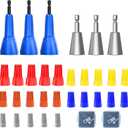 BURMONG Wire Twister Tool Set25 Wire Nuts + 3 Metal Wire Twisters + 3 Plastic Wire Connectors + 2 Replacement Blades, Complete Wire Connector & Twisting Tool Set for 1022 AWG