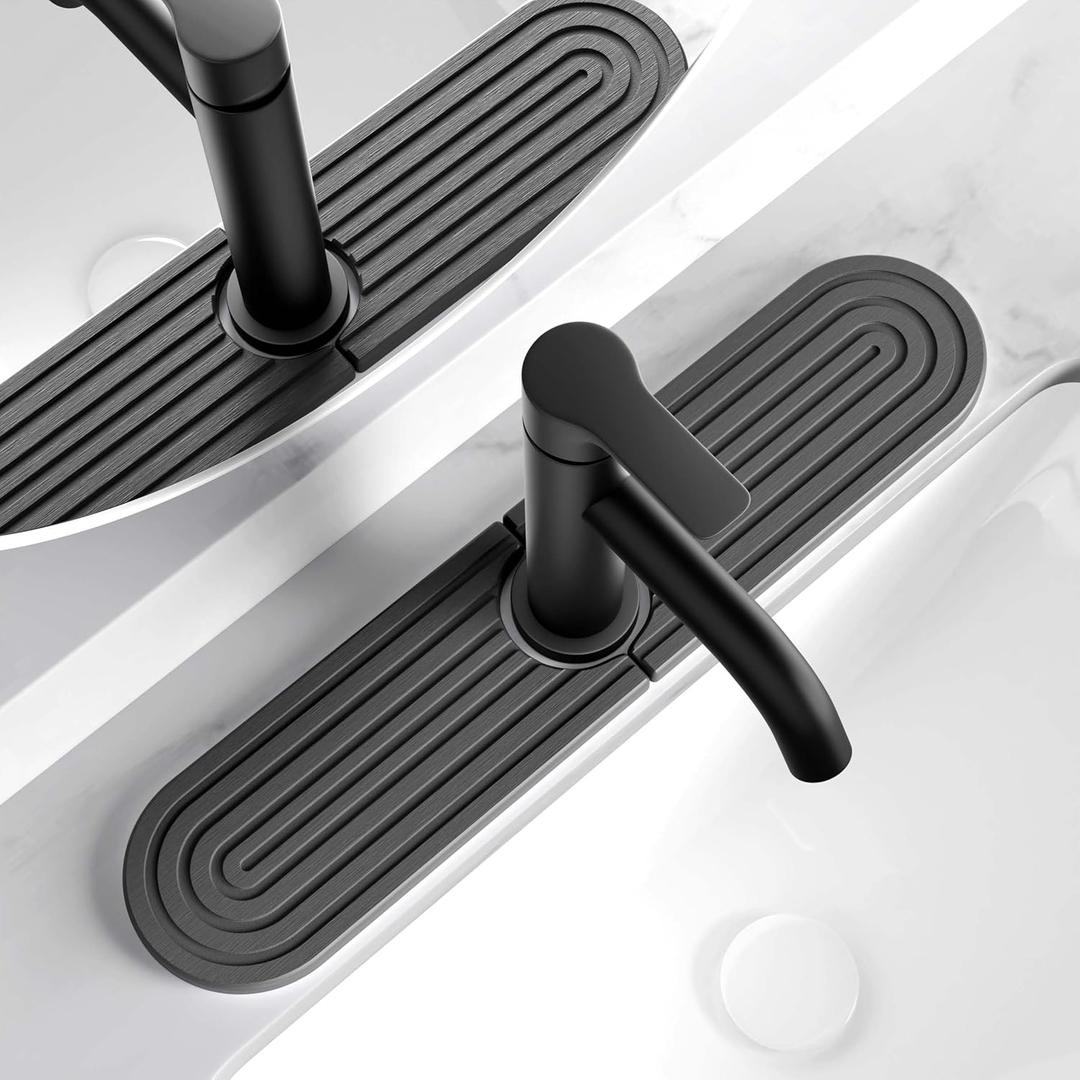 Dreatim Kitchen Faucet Absorbent Mat - Diatomite Stone Sink Tray, Quick Drying, Modern Design - Durable Faucet Drip Mat for Kitchen Sink and Bathroom Counter [17.7" x 3.9", Dark Grey]