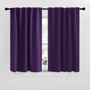NICETOWN Blackout Curtain Panels for Kitchen - (Royal Purple Color) 42x36 Inch, 2 Panels Set, Room Darkening Blackout Drapes for Window