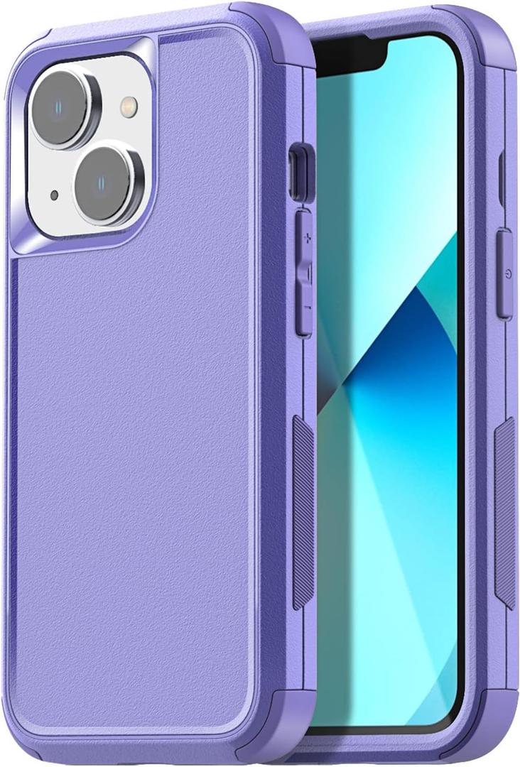 AICase for iPhone 13/iPhone 14 Case,Heavy Duty 3-Layer Rugged Pocket-Friendly Phone Case,Durable Military Grade Protection Shockproof/Drop Proof/Dust-Proof Protective Cover for iPhone 13/iPhone 14 (Light purple Case)