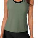 Aleumdr Womens Athletic 2 Piece Tankini Swimsuits with Shorts Swim Tank Tops with Boyshorts Bathing Suits (Black, S)