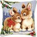 Vervaco 1200/782 Canvas Winter Scene Bunnies Cushion Front Cross Stitch Kit 40cm