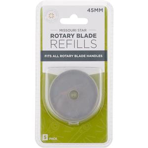 Missouri Star Universal Rotary Cutter Blades 45mm, 5 Pack | Super Sharp Replacement Blades, Fits All Rotary Cutter Handles | Fabric Trimmer Refill for Quilting and Sewing Projects (45mm Replacement Blades)