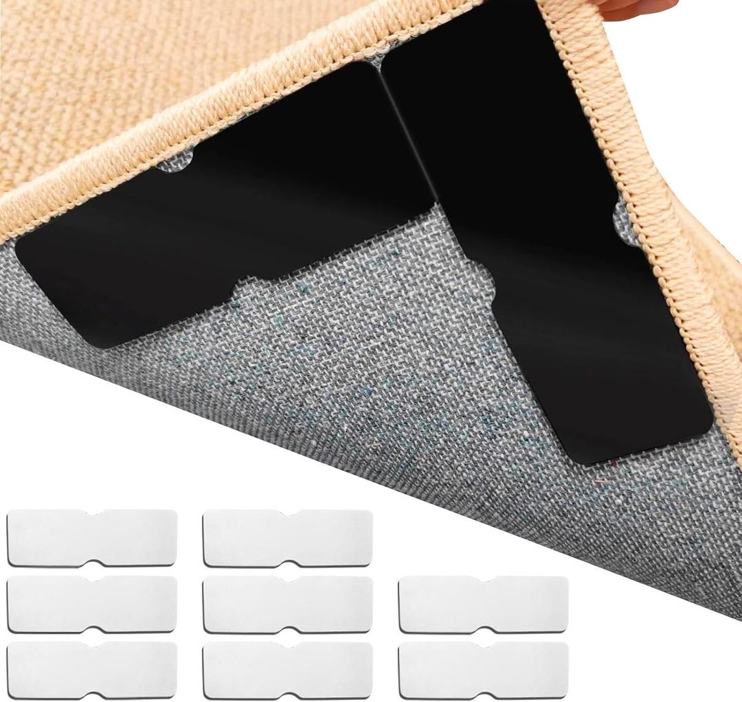 Rug Pad Grippers for Hardwood Floors & Tiles - No Damage Washable & Reusable, Double-Sided Non Slip Strong Adhesive Rug Pads Keep Corners Flat (8)