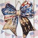 Boao Memorial Day Wreath Wood Sign Patriotic Decor for Front Door Bow Wooden Porch American Flag Outdoor Plaque Brave Military Decorations for Veteran Home 4th of July Independence Day Memorial Decor